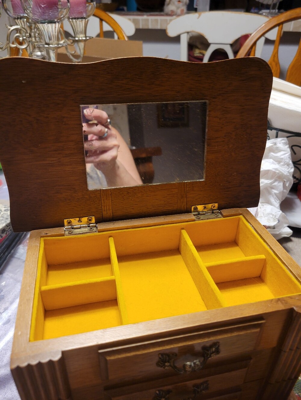 Vintage Wooden Two-Drawer Jewelry Box - Warm Brown - Picture 10 of 10